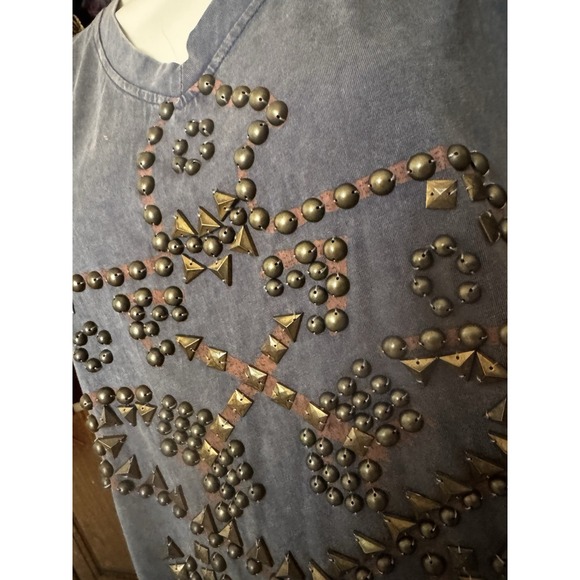 New Double D Ranch Top Thunderbird Long Studded Western Boho Side Slit Tunic S M - Picture 3 of 8